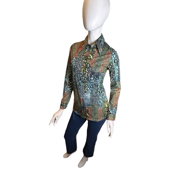 Vintage SKYR 70s Dagger Collar Blouse Size Medium - Picture 3 of 16